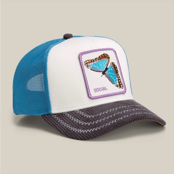 Goorin Bros. Social Butterfly Embroidered Trucker Hat - White, Blue, Gray - Picture 3 of 8